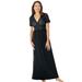 Plus Size Women's Long Lace Top Stretch Knit Gown by Amoureuse in Black (Size L)