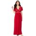 Plus Size Women's Long Lace Top Stretch Knit Gown by Amoureuse in Classic Red (Size 5X)