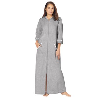 Plus Size Women's Long French Terry Robe by Dreams & Co. in Heather Grey (Size 6X)