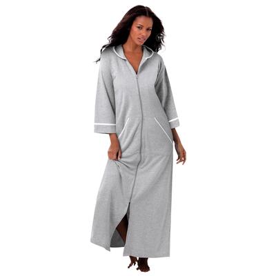 Plus Size Women's Long French Terry Robe by Dreams & Co. in Heather Grey (Size 6X)