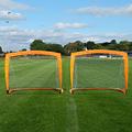 PROGOAL Square Pop Up Goals (Pair) - Pair of 4ft Mini Football Goals for the Garden. 2x Pop Up Football Goals, Portable Football Nets for Adults & Kids. Football Training Equipment for All Ages.