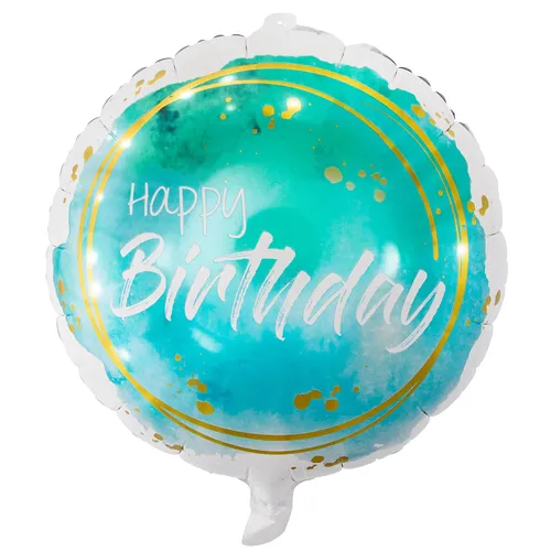 Folienballon Happy Birthday Aquarell, Ø 45 cm