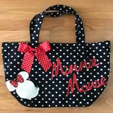 Disney Bags | Disney Parks Minnie Mouse Black Tote With White Polka Dots | Color: Black/White | Size: See Measurements