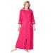 Plus Size Women's Long French Terry Robe by Dreams & Co. in Pink Burst (Size 3X)