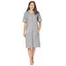 Plus Size Women's Short French Terry Robe by Dreams & Co. in Heather Grey (Size M)