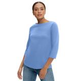 Plus Size Women's Boatneck Tee With Three-Quarter Sleeves by ellos in French Blue (Size 18/20)
