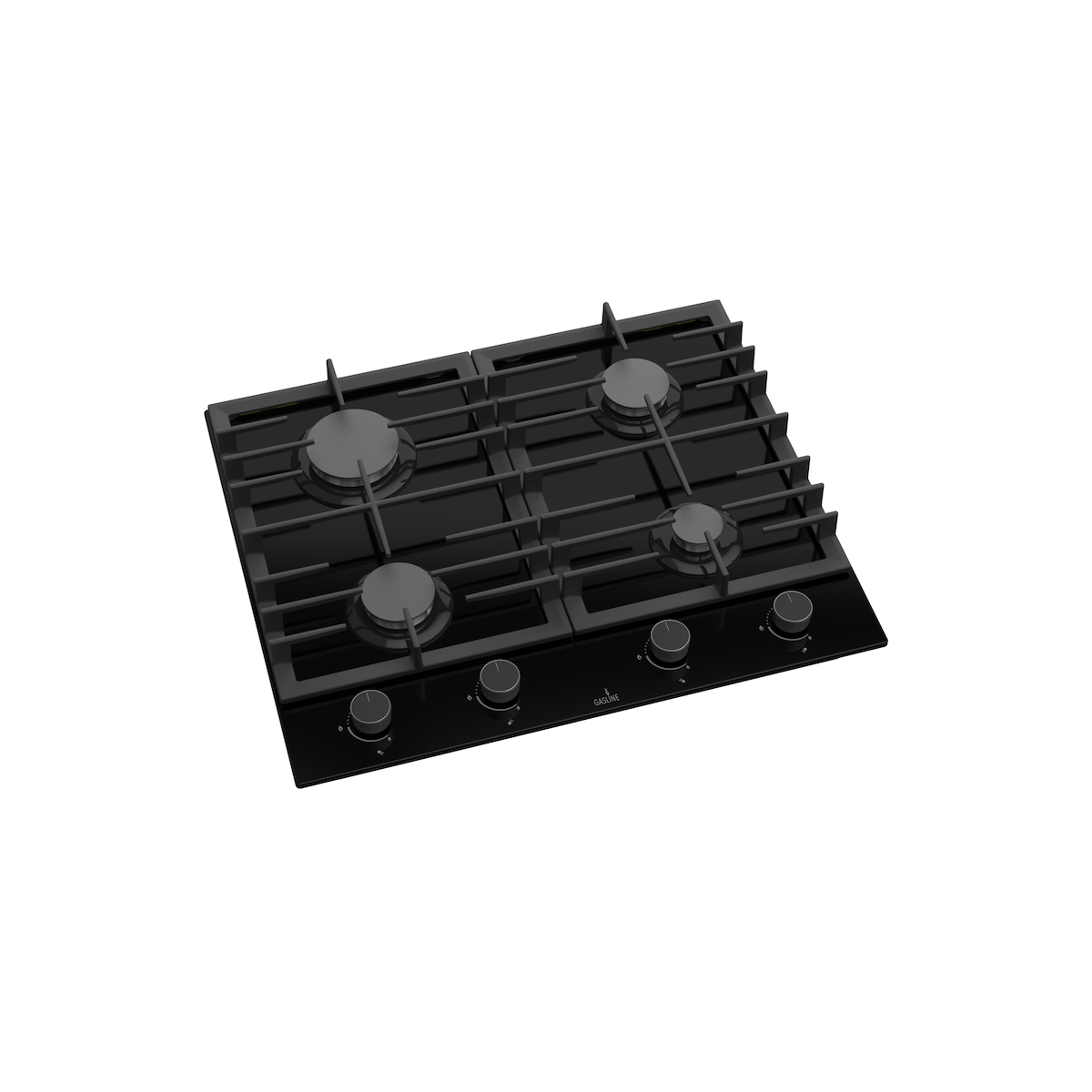 Gasline Gaskochfeld GAG60GLG 60cm Schwarz Glaskeramik mit 4 Brennern Sabaf-Brenner Erdgas/LPG Image