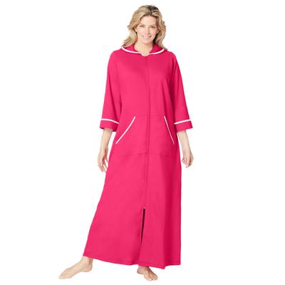 Plus Size Women's Long French Terry Robe by Dreams & Co. in Pink Burst (Size 4X)
