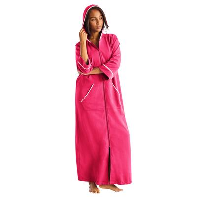 Plus Size Women's Long French Terry Robe by Dreams & Co. in Pink Burst (Size 4X)