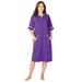 Plus Size Women's Short French Terry Robe by Dreams & Co. in Plum Burst (Size 4X)