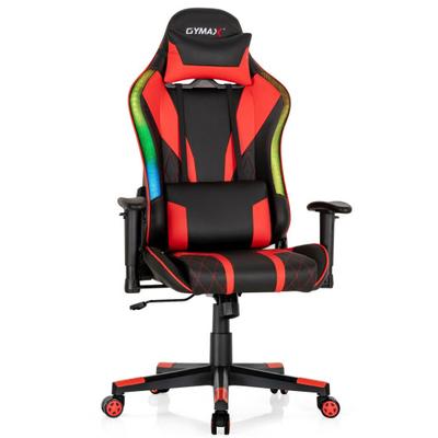 Costway Gaming Chair Adjustable Swivel Computer Chair with Dynamic LED Lights-Red