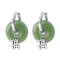 CSJA – boucles d'oreilles rondes en Jades vertes pour femmes Clips d'oreille en acier inoxydable