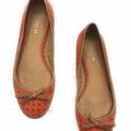 Coach Shoes | Coach Daisey Perforated Suede/Veg Leather Papaya Red Orange Slip Ons Flats | Color: Orange/Red | Size: 6