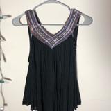 Free People Tops | Free People Glitter Rounded Neckline Open Back Top | Color: Black/Purple | Size: S