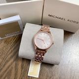Michael Kors Accessories | Michael Kors Lexington Three-Hand Rose Gold-Tone Stainless Steel Watch | Color: Gold/Pink/Tan | Size: Os