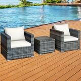 Latitude Run® Muenster Wicker/Rattan 2 - Person Seating Group w/ Cushions Synthetic Wicker/All - Weather Wicker/Wicker/Rattan in White | Outdoor Furniture | Wayfair