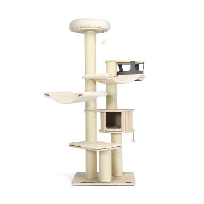 Costway 77.5-Inch Cat Tree Condo Multi-Level Kitten Activity Tower with Sisal Posts-Cream White