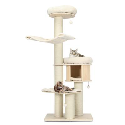 Costway 4-Layer 68.5-Inch Wooden Cat Tree Condo Ac...