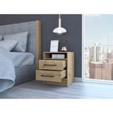 TUHOME Eter 2-Drawer Nightstand End Table with Metal Handles and Open Shelf