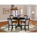 East West Furniture Dinette Set- a Round Dining Room Table and Linen Fabric Dining Chairs, Wire brushed Black (Pieces Options)