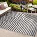 Gray 37 x 0.19 in Indoor/Outdoor Area Rug - Mercury Row® Perrigo Striped Ivory/Black Indoor/Outdoor Area Rug | 37 W x 0.19 D in | Wayfair