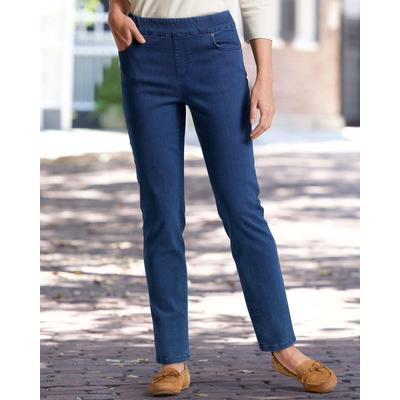 Appleseeds Women's DreamFlex Easy Pull-On Tapered-Leg Jeans - Denim - 12P - Petite