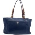 Coach Bags | Coach Medium Bag Handbag Navy Leather Shoulder Bag | Color: Silver | Size: Os