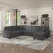 Gray/Brown Sectional - Wade Logan® Alitza 128" Wide Reversible Modular Sofa & Chaise Polyester | 35.74 H x 128 W x 99 D in | Wayfair