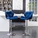 Wade Logan® Ahmonie Swivel Adjustable Height Bar Stool Upholstered/Velvet/Metal in Blue | 20.5 W x 25.6 D in | Wayfair