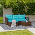 Ebern Designs Cromford 3 Piece Rattan Sectional Seating Group w/ Cushions in Brown | Outdoor Furniture | Wayfair 9070AD398B0C4967B8D6467B026F0BC2