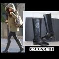 Coach Shoes | Coach Black Leather Natale Tall Knee High Riding Harness Boots | Color: Black | Size: 7