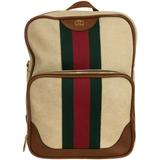 Gucci Bags | Gucci Women's Backpack Stripes Green & Red Buckle Gg Beige Multi Sz M Dm27 | Color: Cream | Size: M