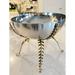 Everly Quinn Metal Decorative Bowl in Silver w/ Leafy Golden Stand Metal/Wire in Gray | 9 H x 10 W x 10 D in | Wayfair