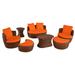 Orren Ellis Romantic Collection Outdoor 7-Piece Ottoman Set Metal in Orange/White/Brown | Wayfair BEFEC55F8D1846269B8694CB81E28DED