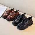 Chaussures en cuir à lacets pour enfants semelle optique pour garçons et filles chaussures d'école