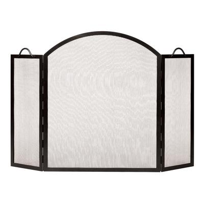 Minuteman International Arched Top Twisted Rope Folding Fireplace Screen, 52 Inch Long, Graphite Finish