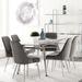 Modern Expandable Glass Top Table with Grey Velvet Chairs Dining Set