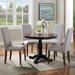 Gray Upholstered Fabric Dining Chairs with Copper Nails Set of 2