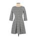 One Clothing Casual Dress - Fit & Flare: Gray Chevron Dresses - Women's Size Small