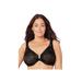 Plus Size Women's Full Figure Plus Size Lacey T-Back Front-Close WonderWire Bra Underwire 9246 by Glamorise in Black (Size 44 DD)