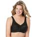 Plus Size Women's Full Figure Plus Size MagicLift Natural Shape Front-Close Bra Wirefree 1210 by Glamorise in Black (Size 56 DD)