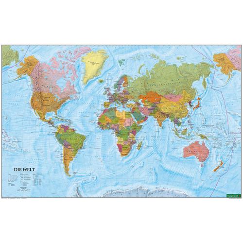 Wandkarte: Die Welt, Poster 1:35.000.000, Plano In Rolle, Karte (im Sinne von Landkarte)