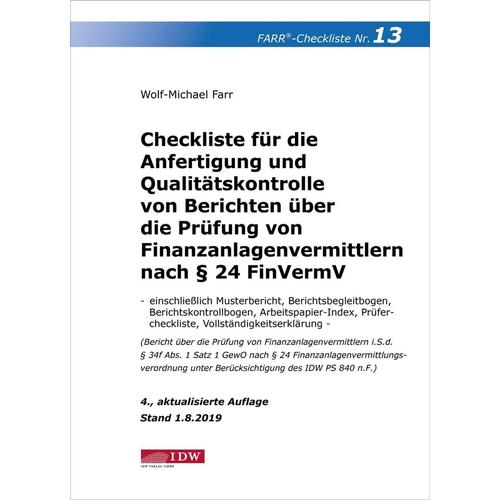 Farr, Checkliste 13 (Finanzanlagenvermittler), 4. A. - Wolf-Michael Farr, Kartoniert (TB)