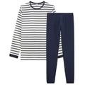 Petit Bateau - Schlafanzug Trexo Lang In Marshmallow/Smoking, Gr.92/98