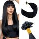 16in Pre Bonded Human Hair Extensions 1g 50 Strands Keratin U Tip Real Remy Hair Nail Keratin Fusion #01 Jet Black