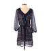 Mimi Chica Casual Dress - Mini: Blue Plaid Dresses - Women's Size Small