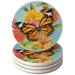 CounterArt Beautiful Monarch Round Single Image Absorbent Stone Coaster Stoneware in Blue/Yellow | 0.25 H x 4 W x 4 D in | Wayfair 13-03005