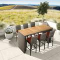 Wade Logan® Alisha-Marie Patio Dining Bar Height Dining Set Wood/Teak in Brown/White | Wayfair 92515EE983ED4D68A2E8F2437C2F392E