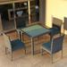 Wade Logan® Suffern Square 4 - Person 34.75" Long Outdoor Dining Set w/ Cushions Glass, Wicker in Blue | 29.5 H x 39.25 W x 39.25 D in | Wayfair