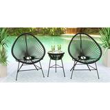 Corrigan Studio® Chelsea-May Montara 3 Piece Outdoor Lounge Patio Chair w/ Glass Top Table Synthetic Wicker/All - Weather Wicker/Wicker/Rattan | Wayfair